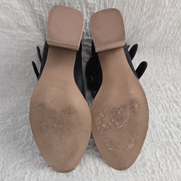 Women's Black‎ Western Strappy Ankle Boots Buckle Cowgirl Block Heel Sz 6.5 - Picture 8 of 9